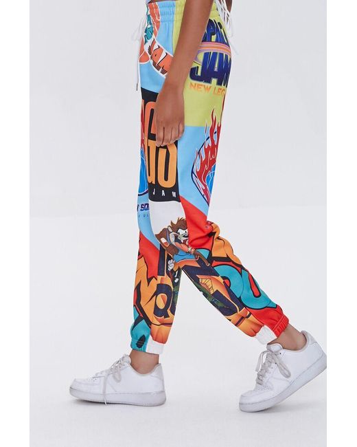 Forever 21 Fleece Space Jam Joggers in Blue | Lyst