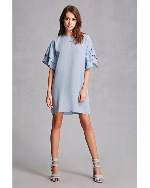 Denim ruffle dress forever 21 Denim ruffle dress forever 21