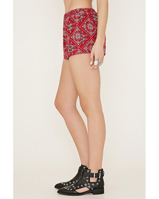 Forever 21 Bandana Print Shorts in Red 