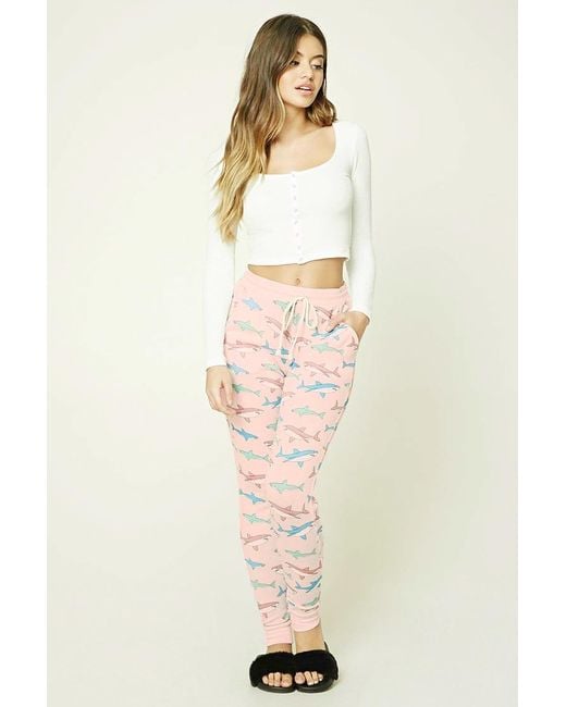 Synthetic Shark Print Pj Pants 