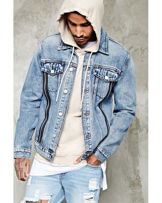 Forever 21 Zipper-front Denim Jacket 