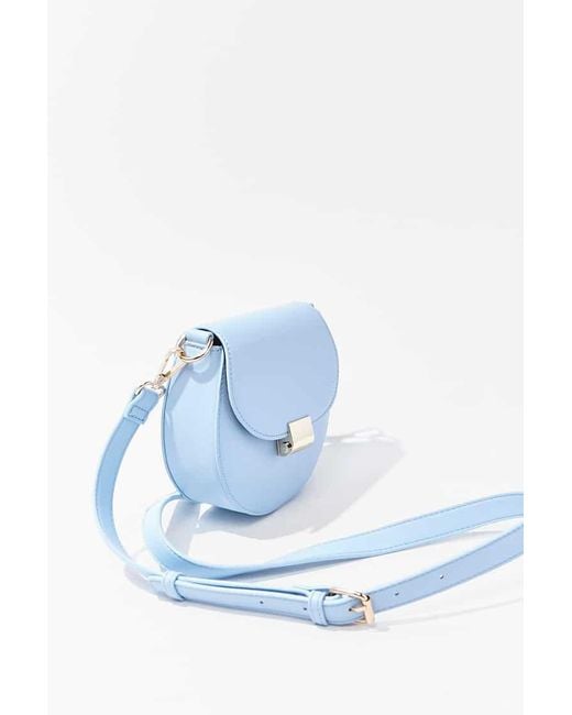 Forever 21 Round Faux Leather Crossbody Bag in Blue - Lyst