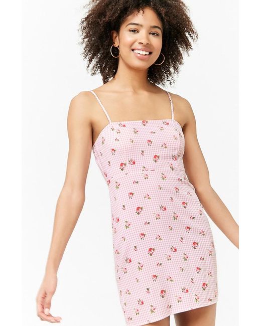Forever 21 Gingham Floral Cami Dress in 