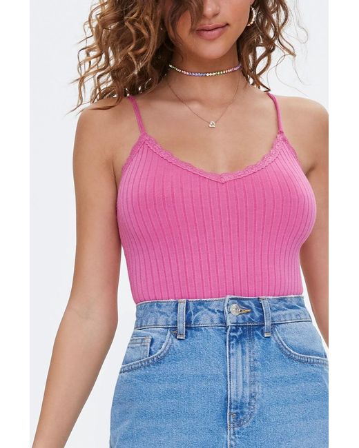 SHEIN Notched Neck Ribbed Velvet Cami Bodysuit | Pink Shop