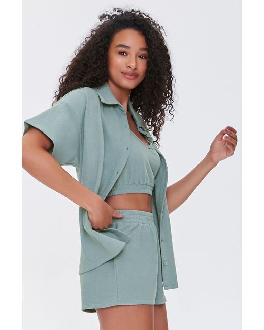 Forever 21 Cotton Terry Cloth Shirt 
