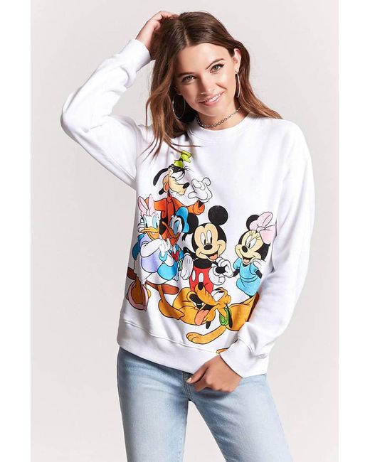 Forever 21 Fleece Disney Graphic Sweatshirt In White Black White Lyst
