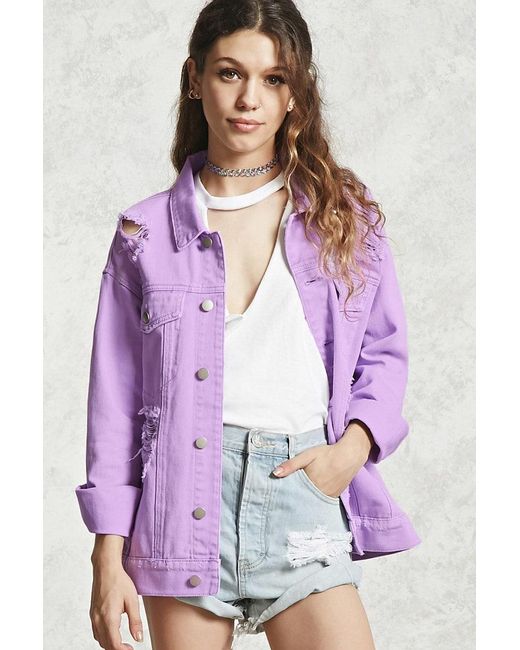 Forever 21 Distressed Denim Jacket in 