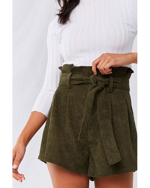 Forever 21 Corduroy Paperbag Shorts in 