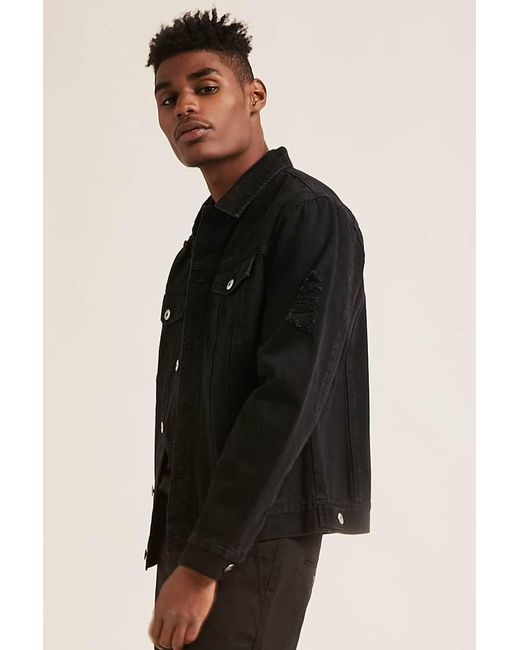 Forever 21 Distressed Denim Jacket in 