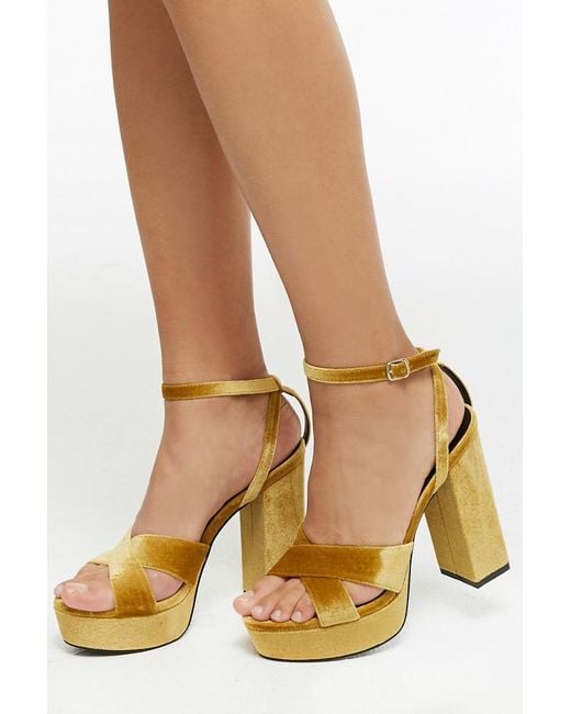 yellow velvet heels