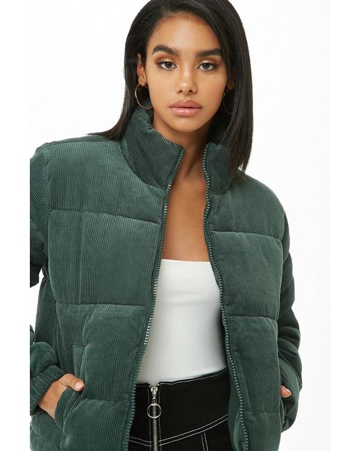 Forever 21 Corduroy Puffer Jacket in 