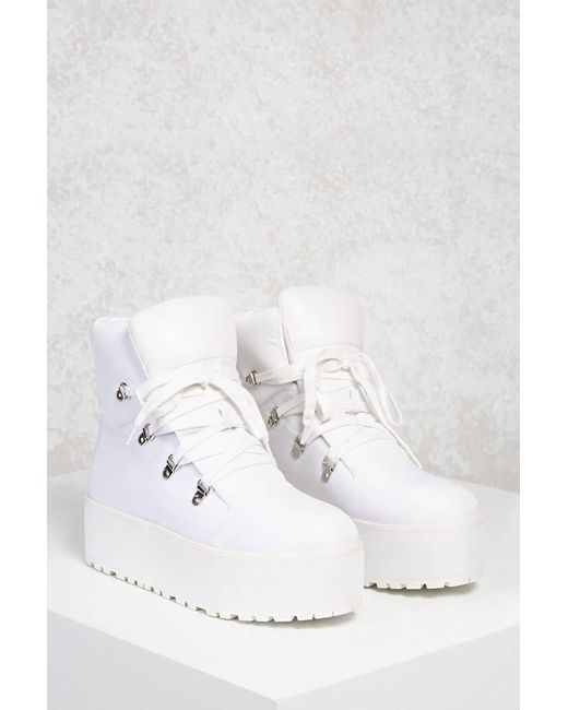Forever 21 Synthetic High-top Platform Sneakers in White | Lyst