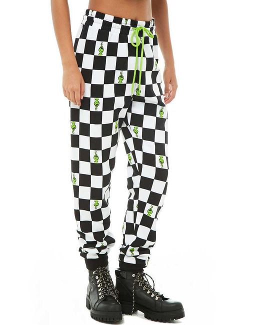 Grinch Print Checkered Joggers 