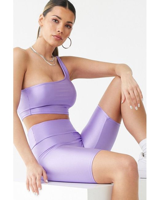 Synthetic Crop Top \u0026 Biker Shorts Set 