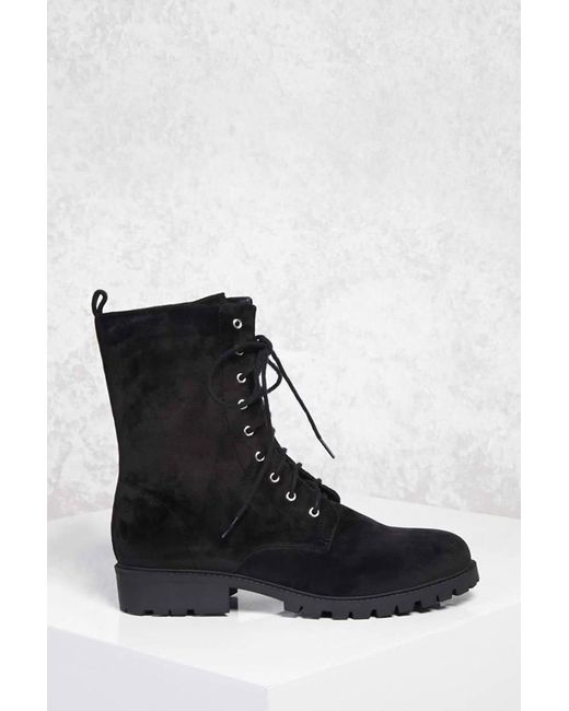 black suede combat boots