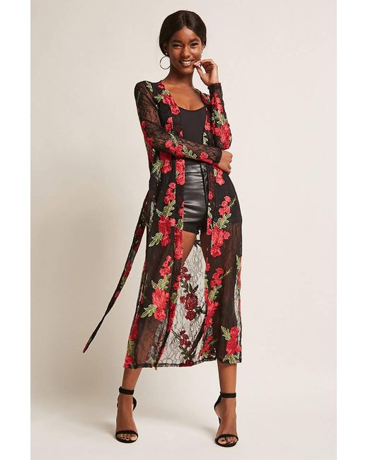 Sheer Embroidered Rose Cardigan 