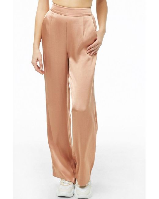 Forever 21 Piped Wide-leg Satin Pants 