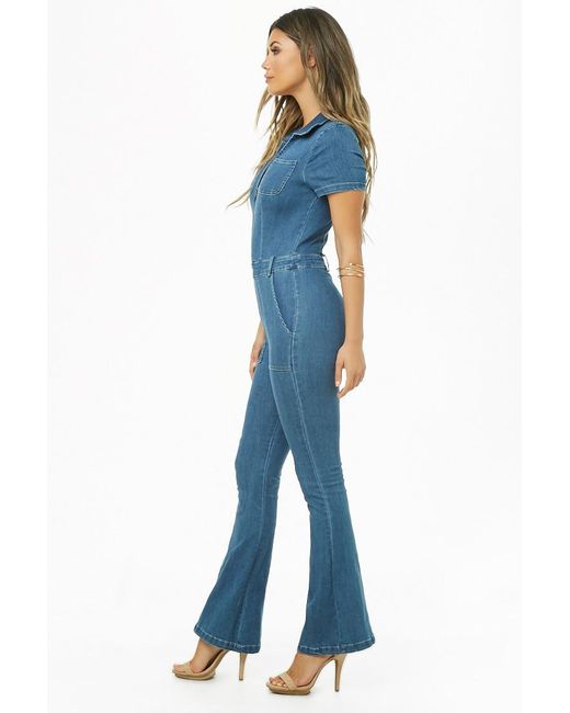Forever 21 Short Sleeve Denim Jumpsuit 