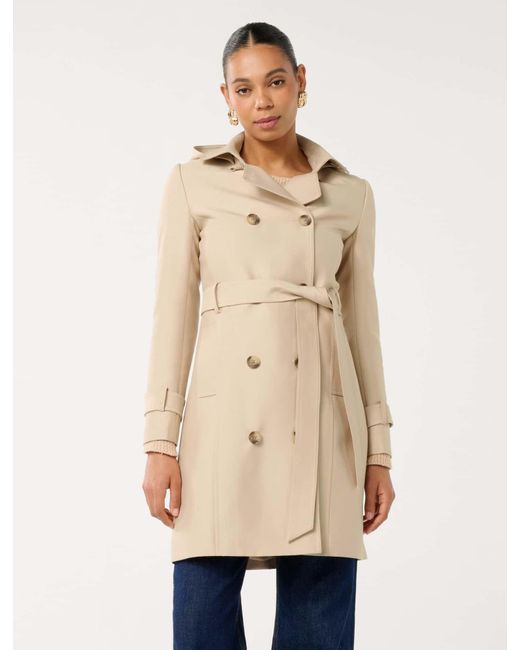 Forever New Natural Kirsty Hooded Trench Coat