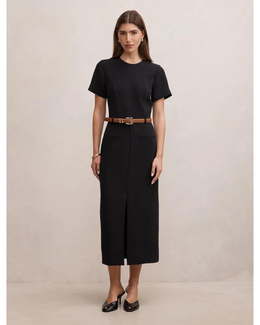 Forever New Natural Bailee Belted Tailored Midi Dress