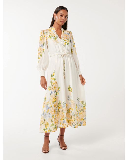 Forever New Multicolor Primrose Trim Detail Midi Dress