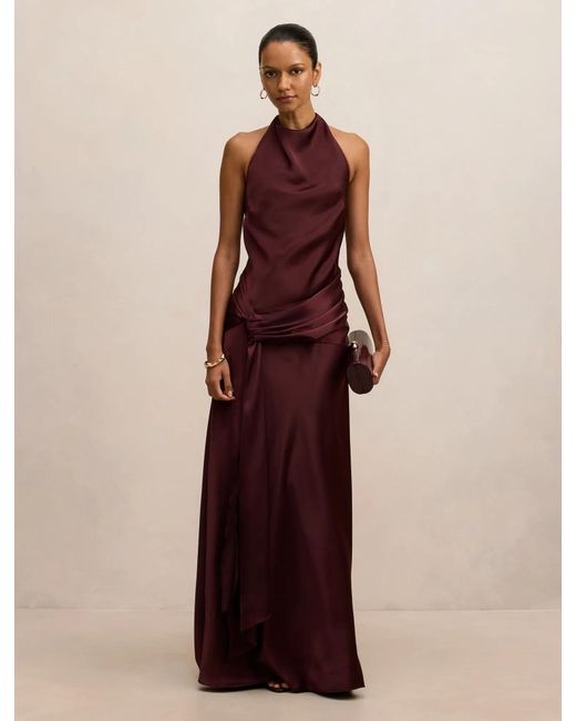 Forever New Multicolor Abby Petite Halter Satin Maxi Dress