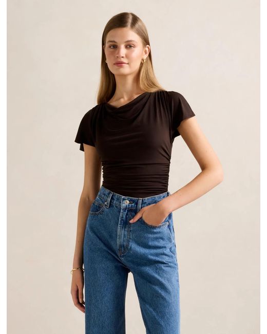 Forever New Blue Stormi Spliced Shoulder Top