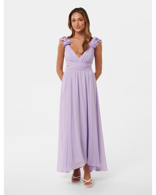 Forever New Purple Selena Petite Ruffle Maxi Dress