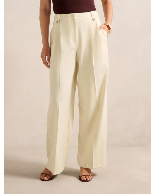 Forever New Natural Gigi Button Tab Wide-Leg Pants