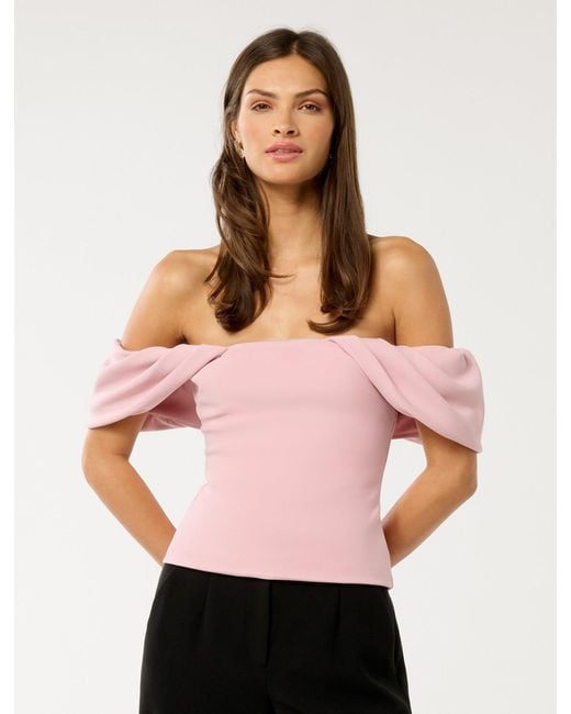 Forever New Pink Jacinta Off Shoulder Top