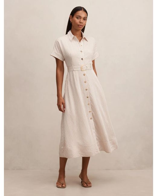 Forever New Natural Emma Stripe Shirt Midi Dress
