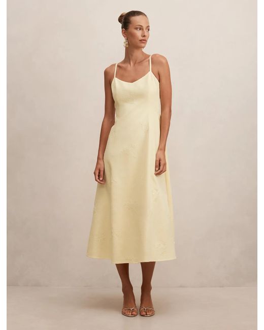 Forever New Natural Tiffany Embroidery Sequin Midi Dress