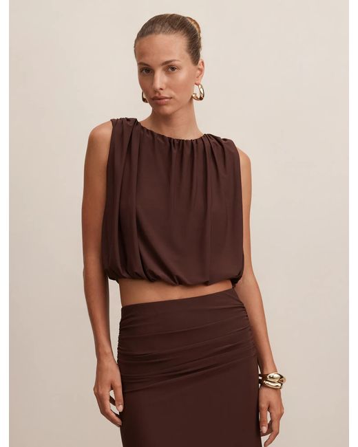 Forever New Brown Sutton Sleeveless Bubble Top