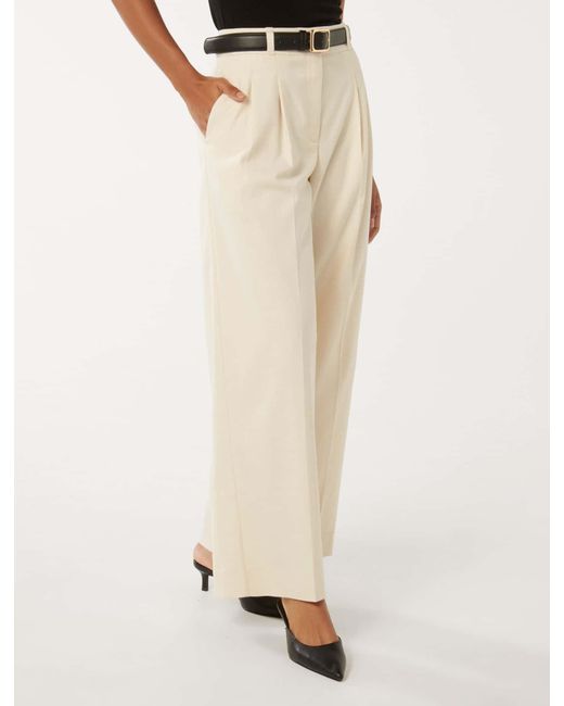 Forever New Natural Edweena Petite Belted Wide-Leg Pants