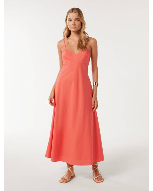 Forever New Red Jayda Lace-Up Midi Dress