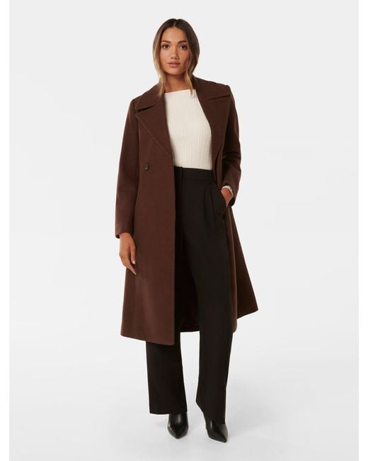 Forever New Brown Polly Petite Wrap Coat