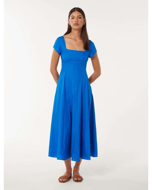 Forever New Blue Raleigh Cap-Sleeve Dress