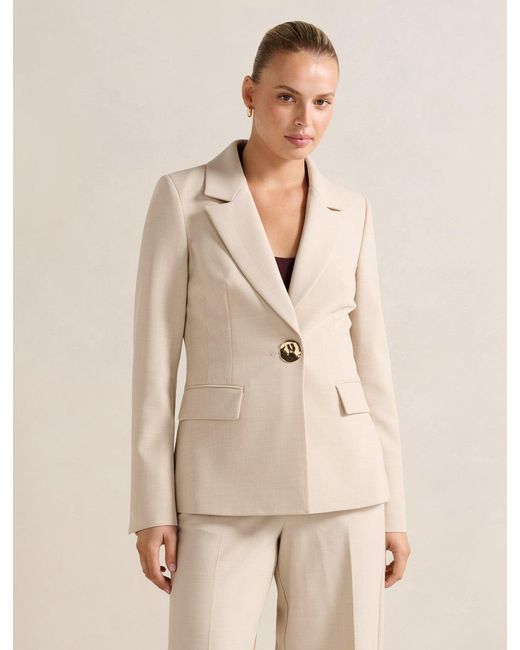 Forever New Natural Lulu Button Blazer Jacket