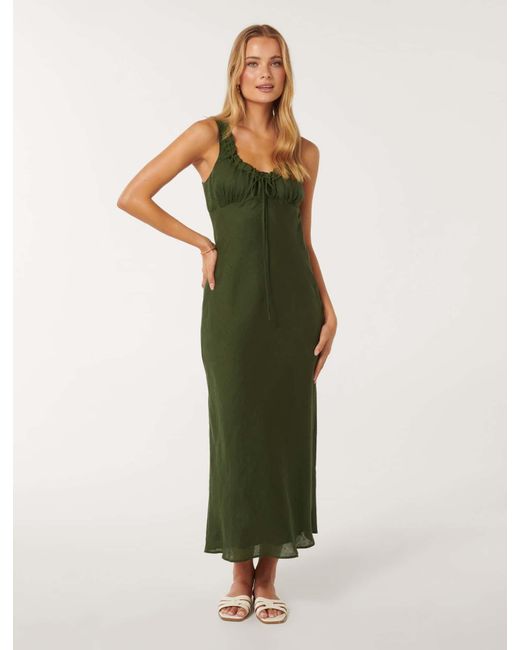 Forever New Green Etta Tie Detail Midi Dress
