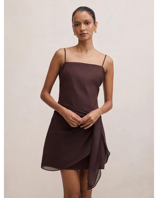 Forever New Brown Sienna Petite Sarong Mini Dress