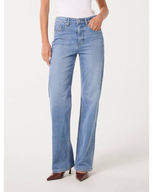 Forever New Blue Skyla Straight-Leg Jeans