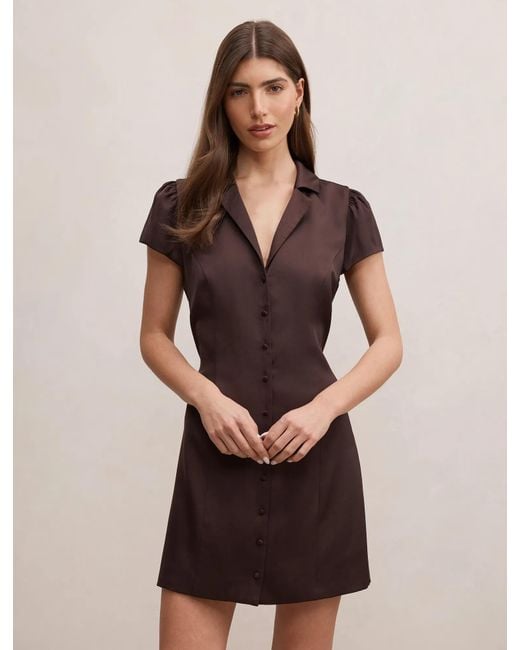 Forever New Brown Blair Satin Collared Mini Dress