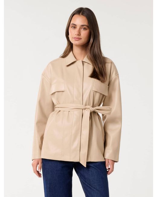 Forever New Green Karli Faux Leather Shacket