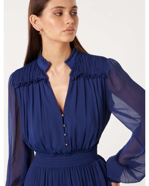 Forever New Gabrielle Long-sleeve Midi Dress in Blue | Lyst UK