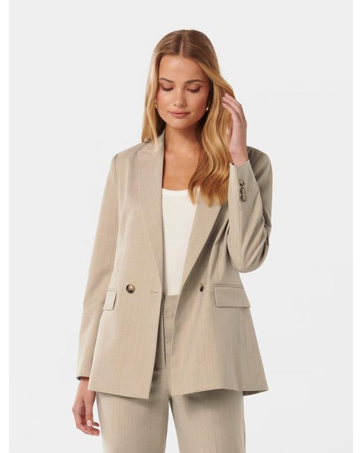 Forever New Natural Charli Double Breasted Blazer Jacket