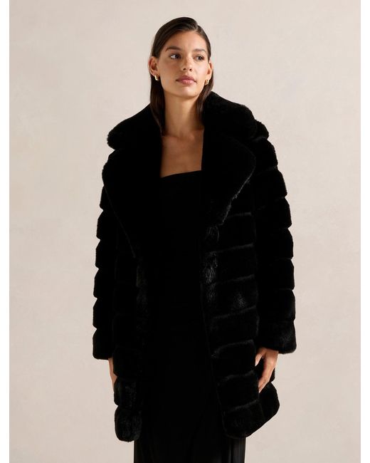 Forever New Black Tara Fur Coat