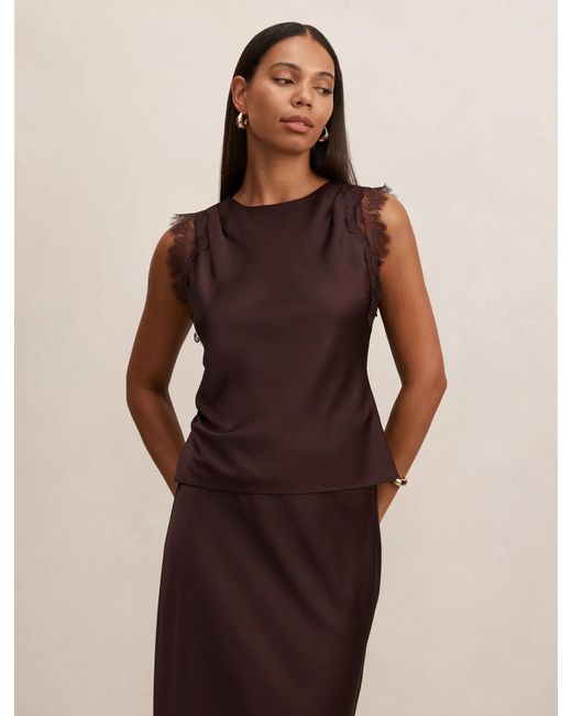 Forever New Brown Enola Lace Top