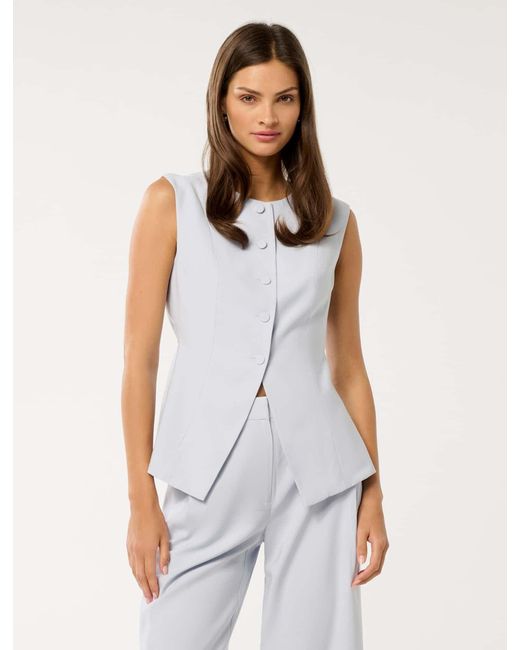 Forever New White Kimberly Waistcoat Top