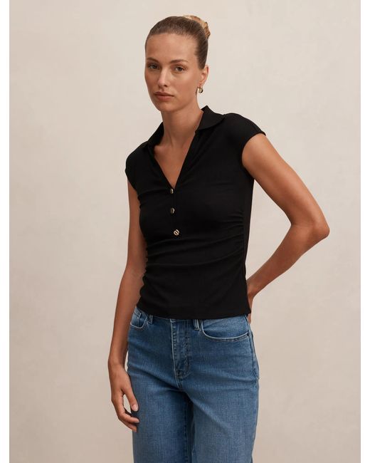 Forever New Blue Winnie Extended Shoulder Polo Shirt