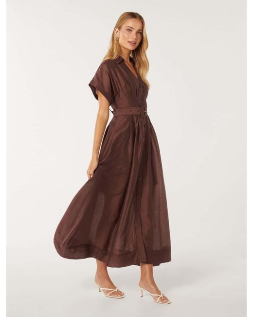 Forever New Brown Judith Belted Midi Dress